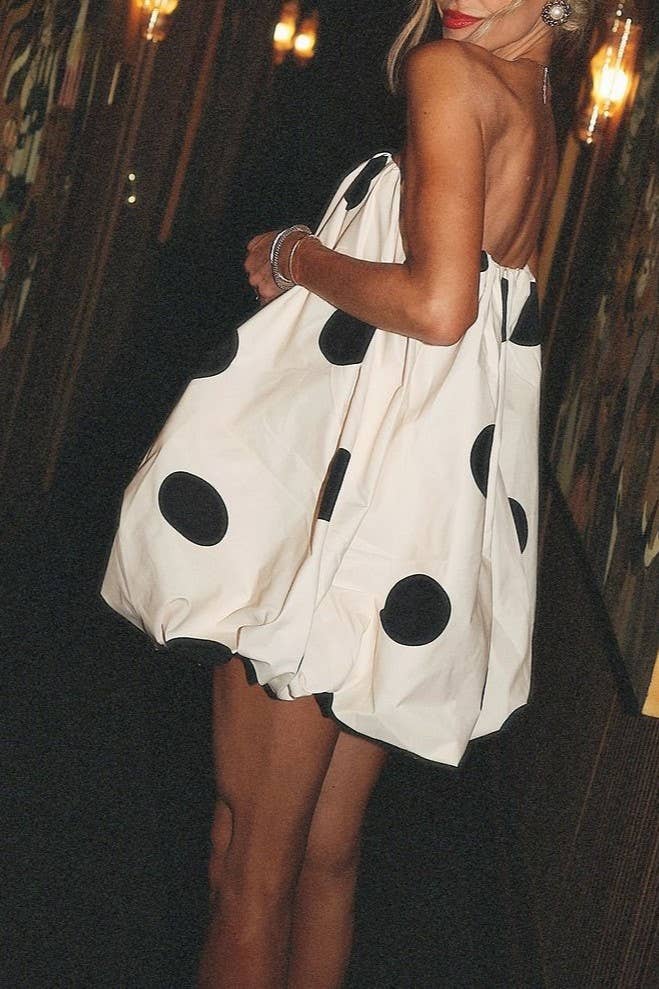Polka Dots Bandeau strapless tube Bubbles mini dress: (Pre Order Ships 6/29)
