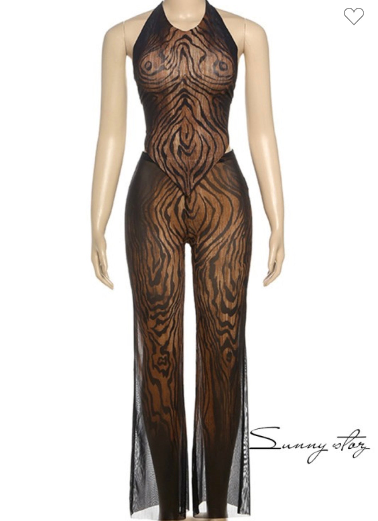 Abstract Print Halter Top And Pants Set (Pre order)