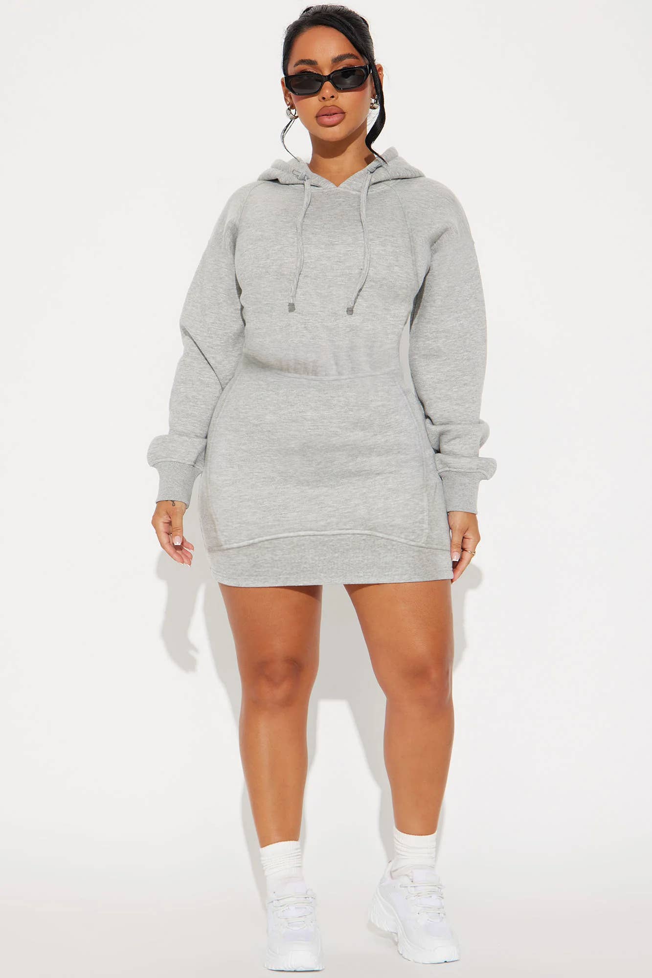 HEATHER GREY HOODIE MINI DRESS