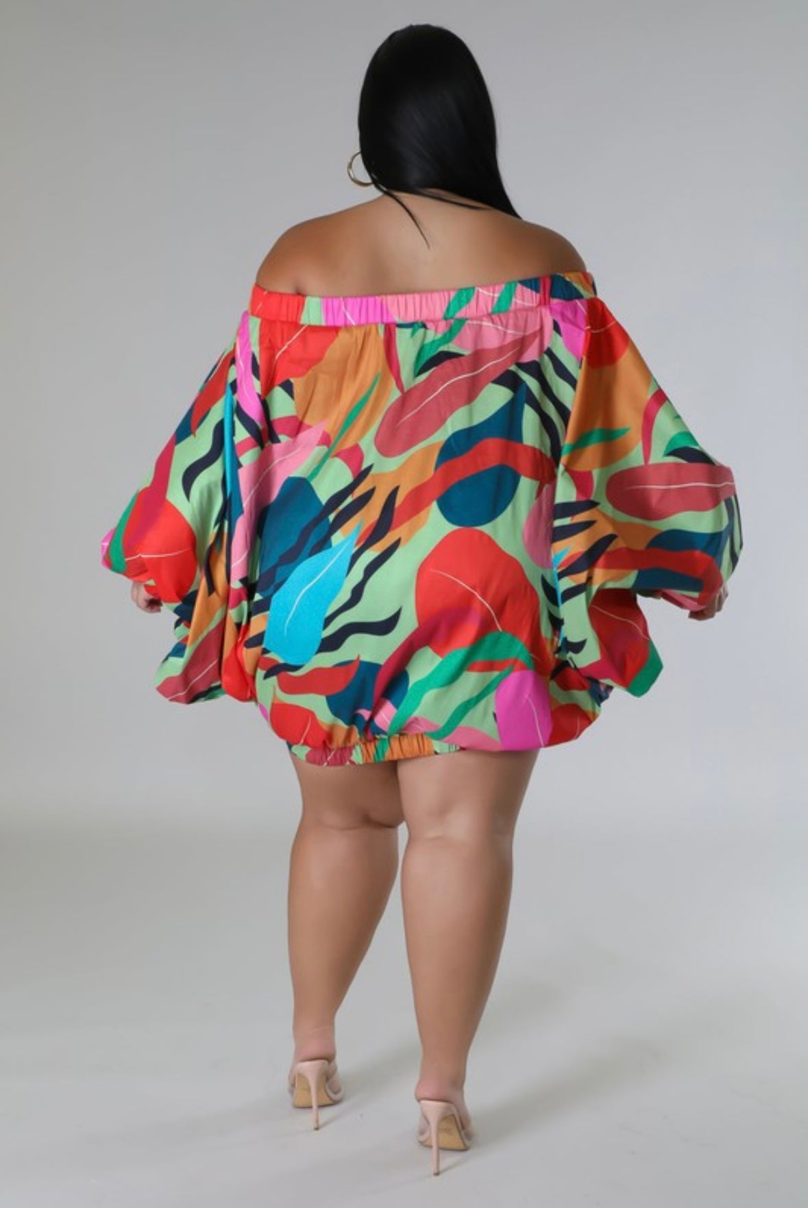 Plus size Floral Print Balloon Dress