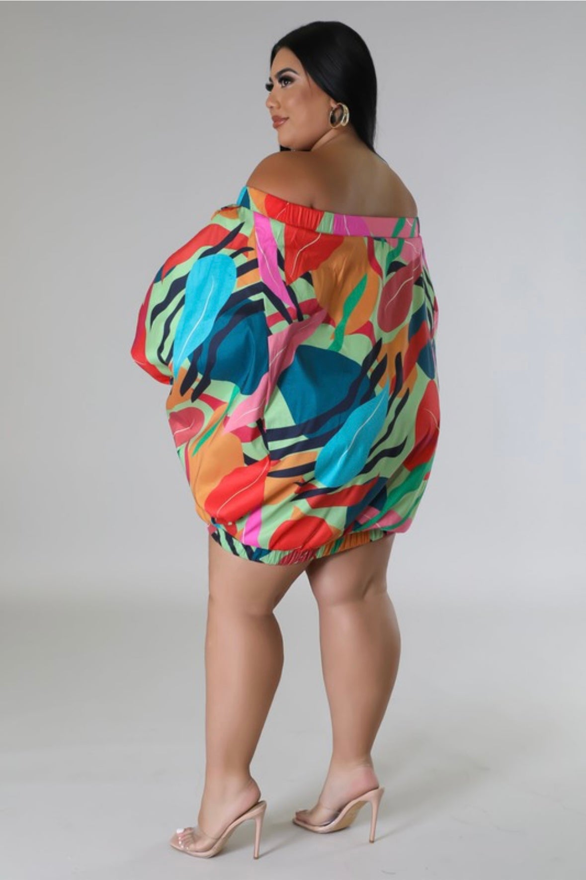 Plus size Floral Print Balloon Dress