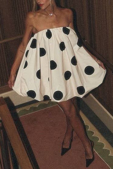 Polka Dots Bandeau strapless tube Bubbles mini dress: (Pre Order Ships 6/29)