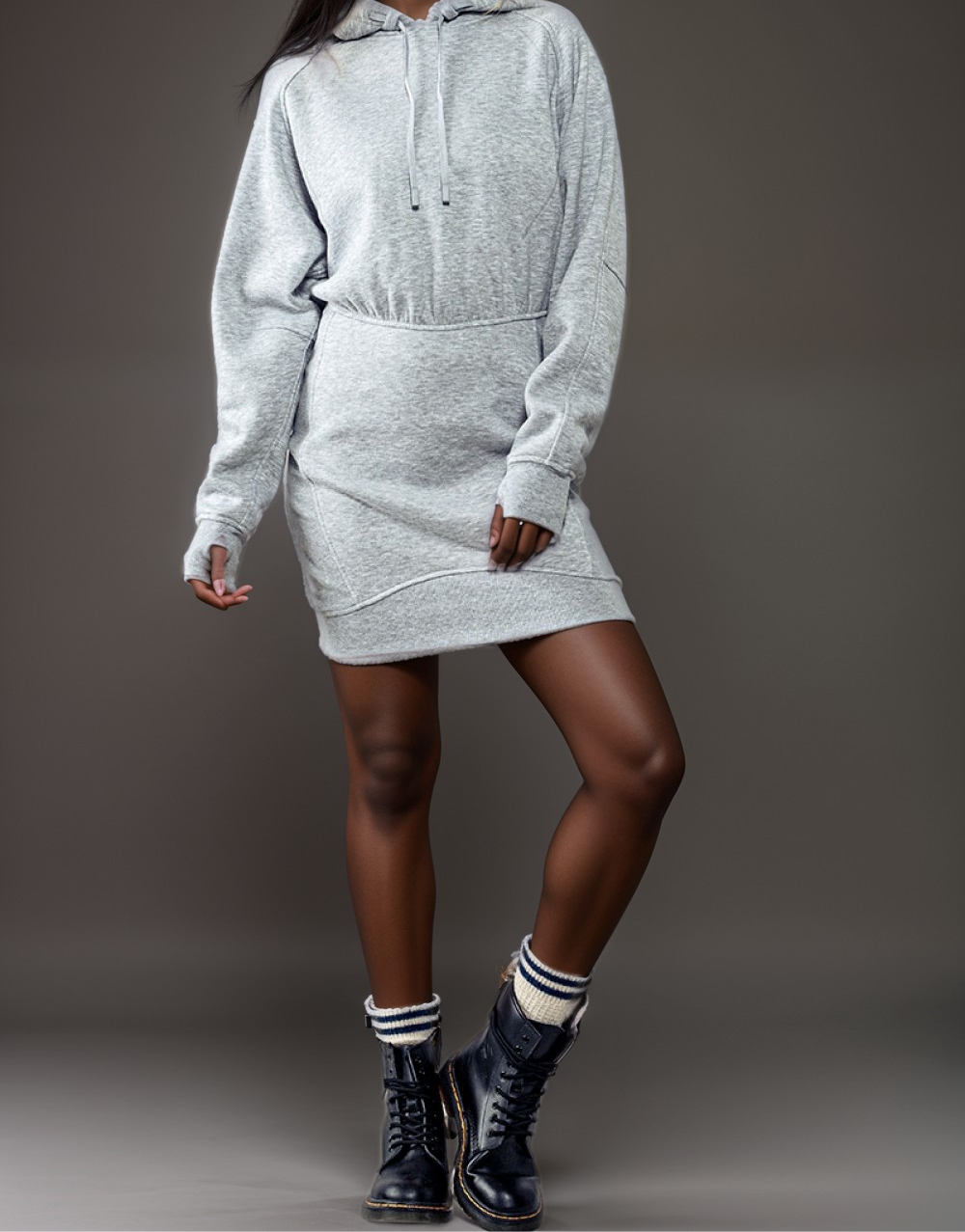 HEATHER GREY HOODIE MINI DRESS