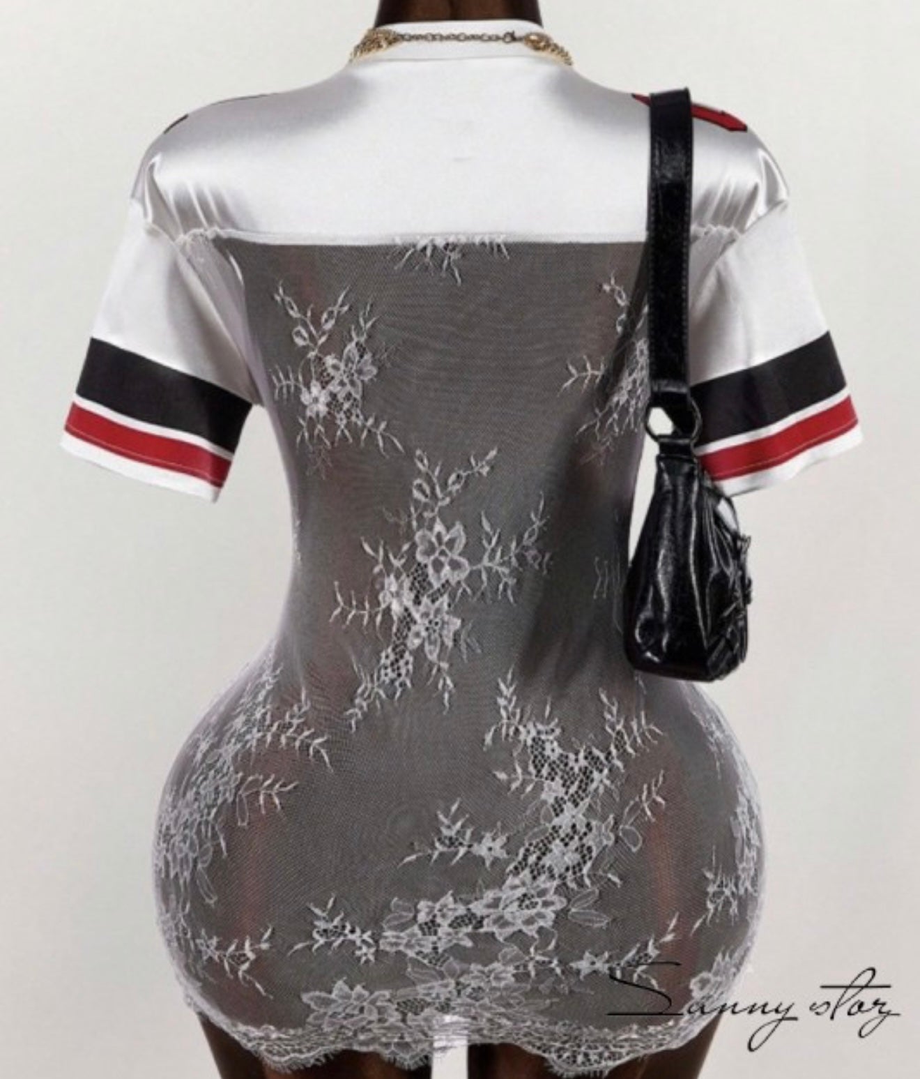 Lace Patchwork mini dress Pre order) ships