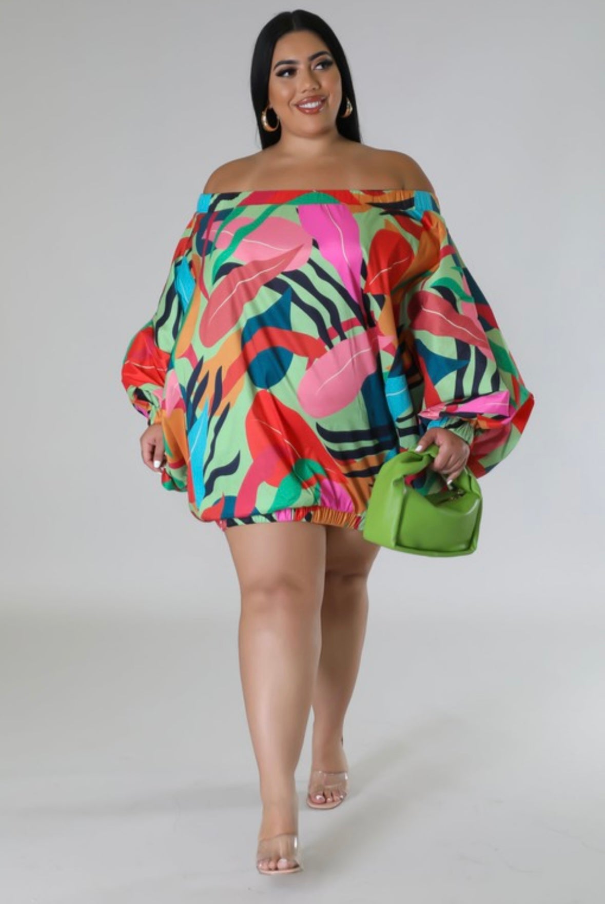 Plus size Floral Print Balloon Dress