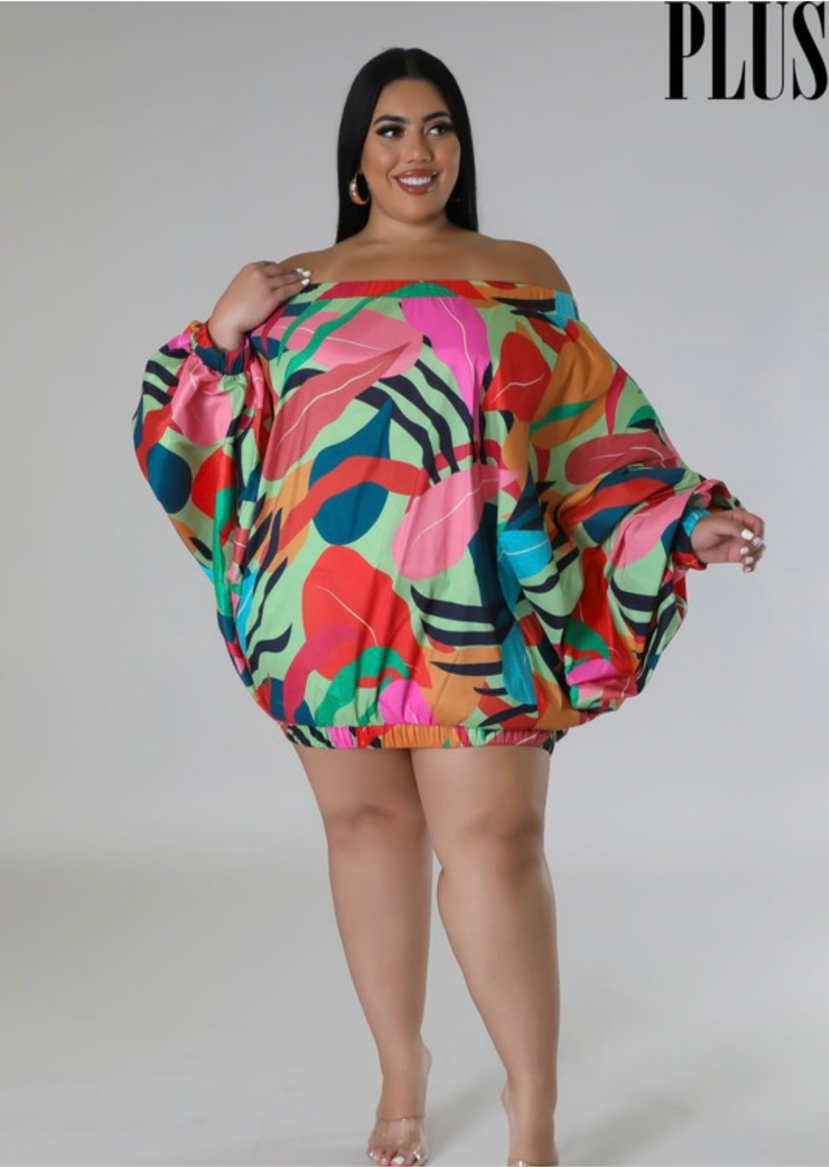 Plus size Floral Print Balloon Dress