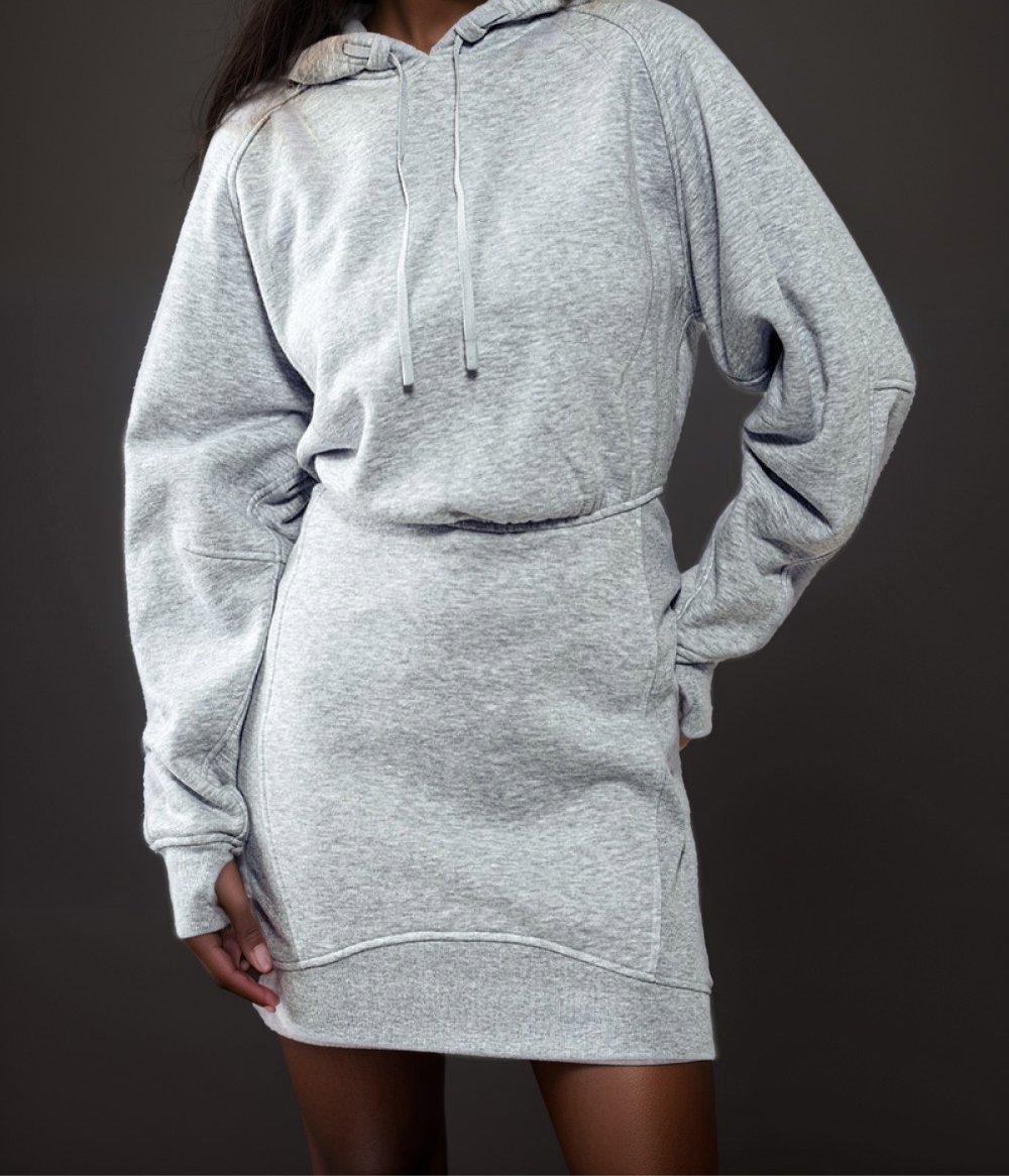 HEATHER GREY HOODIE MINI DRESS