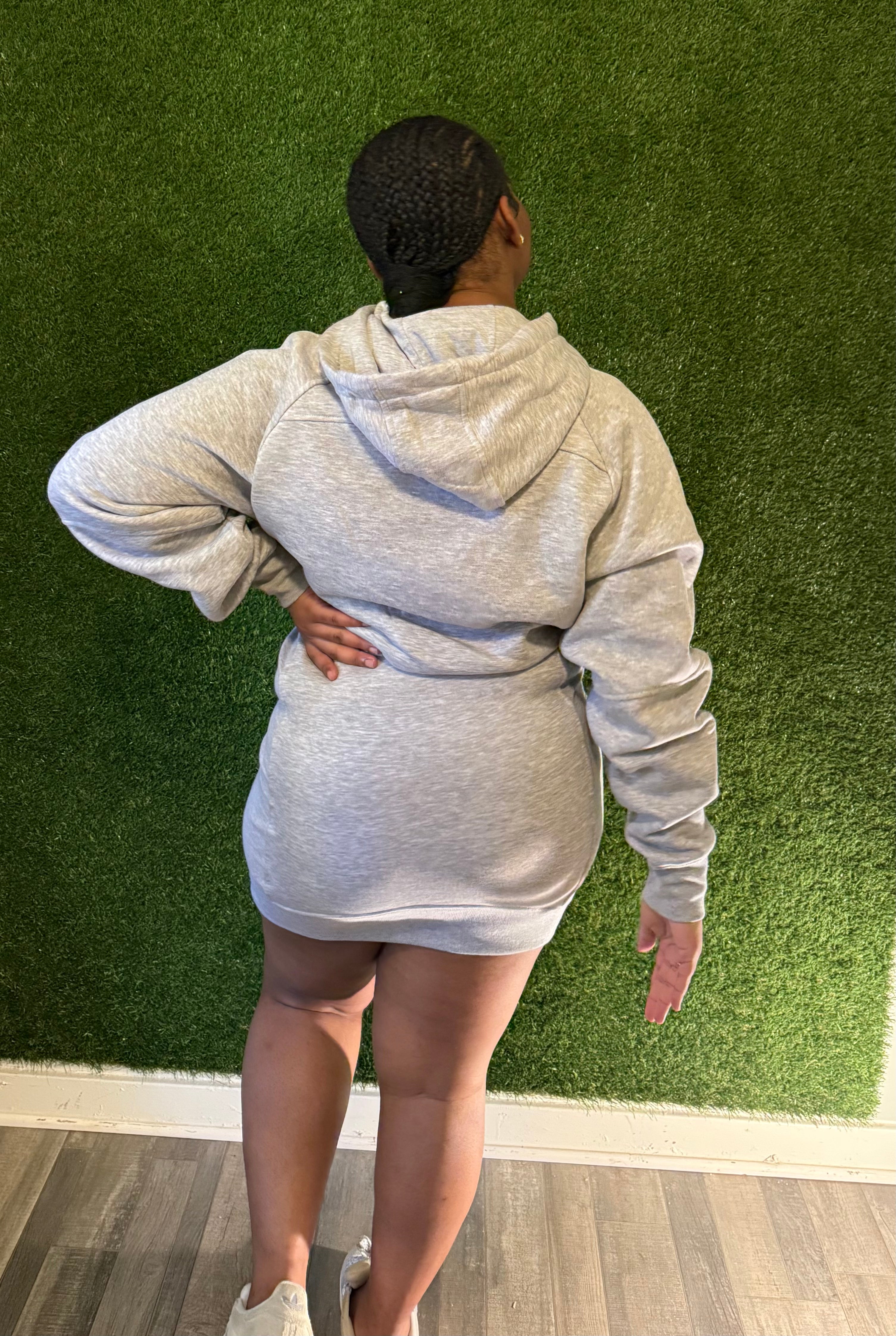 HEATHER GREY HOODIE MINI DRESS